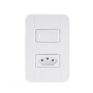 Interruptor com Tomada 2P+T Simples Placa 4x2 10A/250V Termoplástico Branco - Tramontina Liz