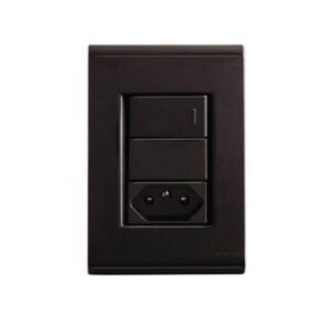 Interruptor e Tomada Tramontina Liz Grafite Conjunto Placa 4x2 Simples 10A 250V 2P+T - Tramontina