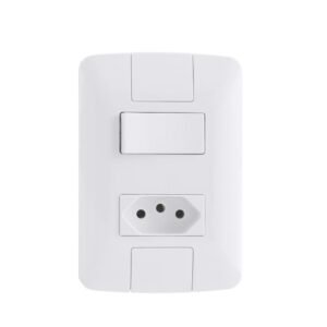 Interruptor Simples 4X2+1 6A 1 Tomada 2P+T Termoplastico 10A/250V Linha Aria Branco - Tramontina | Versatilidade e Segurança