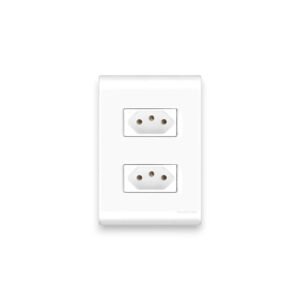 Tomada Dupla 20A Tramontina Liz Conjunto Placa 4x2 2P+T 250V Termoplástico Branco