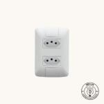 Tomada Dupla 20A Conjunto Placa 4x2 2P+T 250V Termoplástico Linha Aria Branco - Tramontina