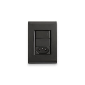 Interruptor e Tomada Tramontina Liz Grafite Conjunto Placa 4x2 Simples 10A 250V 2P+T - Tramontina
