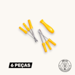 Chave de Fenda Tramontina Yellow Jogo 6 Peças Cabo Injetado Hastes Aço Intercambiáveis - Tramontina | Kit Completo Chata e Cruzada