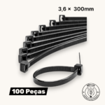Abraçadeira de Nylon 3,6x300mm Preta Pacote c/100un - Guepar