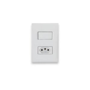 Interruptor com Tomada 2P+T Simples Placa 4x2 10A/250V Termoplástico Branco - Tramontina Liz