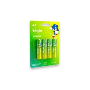 Pilhas Alcalinas AA Elgin Sonic Blister com 4 Unidades - 1,5V | Alta Durabilidade