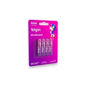 Pilha Recarregável AAA 1000mAh Blister com 4 Unidades - Elgin | Alta Durabilidade