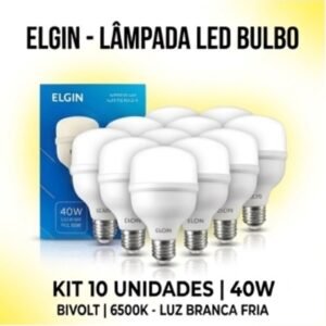 Kit 10 Lâmpadas de Led Bulbo 40W 6500K Bivolt E27 - Elgin | Alta Eficiência