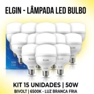 Lâmpadas de Led Bulbo 50W 6500K Soquete E27 Bivolt Kit 15un - Elgin | Alta Luminosidade