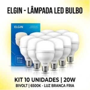 Lâmpadas de Led Bulbo 20W 6500K Soquete E27 Bivolt Kit 10un - Elgin | Alta Eficiência
