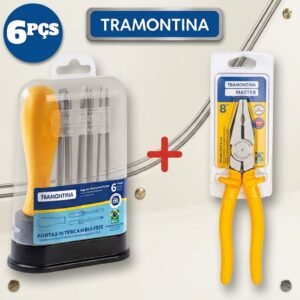 Jogo de Chaves 6 Peças + Alicate Universal 8" Isolado 1000V - Tramontina Master | Kit Ferramentas