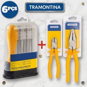 Alicate 8" Universal + Alicate Corte Diagonal 6" + Jogo Chaves 6 Peças Isolado 1000V - Tramontina Master