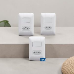 Kit de Tomadas e Interruptores 3 Simples 6A + 1 Tomada 2P+T 10A Aria Branca - Tramontina