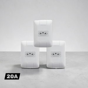 Kit de 3 Tomadas Simples 2P+T com Placa 4x2 20A Aria Branco - Tramontina