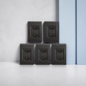 Tomada Grafite Dupla 2P+T 10A com Placa 4x2 Liz Kit 5un - Tramontina | Modular e Elegante
