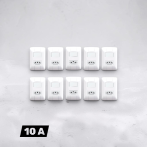 Kit Interruptores Simples 6A + Tomada 2P+T 10A Aria Branca Tramontina | 10 Peças